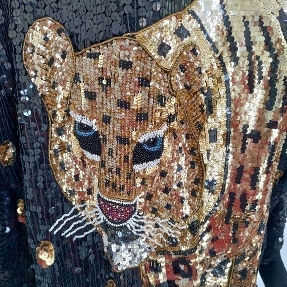 RARE vintage 80s Sequin dress 100% silk - Picture 4 of 11